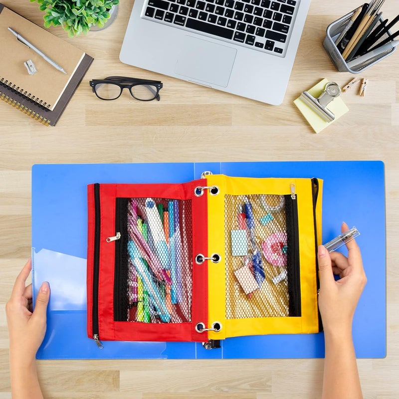 IKAYAS 30 Pack Pencil Pouch for 3 Ring Binder, Pencil Bags for Classroom Bulk Pencil Pouch Box Pencil Case for Storing School Teacher Supplies, 6 Colors - Image 3